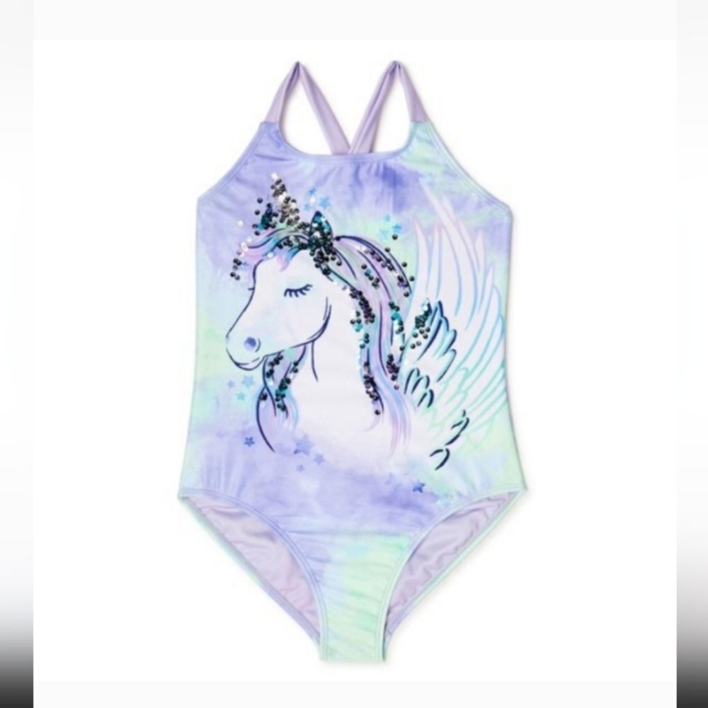Wonder Nation Unicorn One Piece Swimsuit Size 7/8